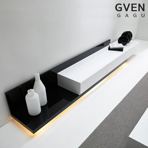 GVEN 지벤 노르마니 LED 익스텐션 모던 거실장 서랍/수납장>>TV장/거실장, 화이트블랙-좌