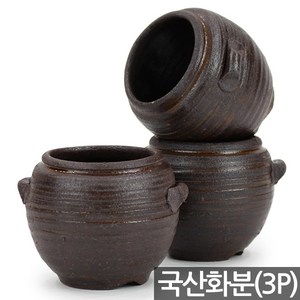 세인화분 항아리 다육화분 3P - 수제 화분 다육 다육이 옹기 국내산 국산 다육이화분 옹기화분 인테리어 옹기분 세트 가드닝 분갈이 화분갈이 빈티지, 3개, 약 70x75x48mm, 항아리화분(S80)