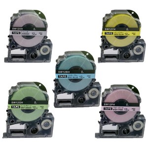 [호환] 엡손 라벨 프린터 테이프 9 12 18 mm LW-K200BL LW-K420 OK730 라벨지 핑크 그린 블루 옐로우 파스텔, 18mm, 5 Colo 1 Set