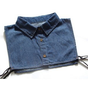 Unisex Washed Denim Cotton Fake Colla 버튼 분리 가능한 옷깃 반 셔츠 Dickey