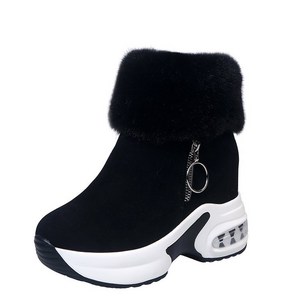 여성 부츠 앵클 부츠 솜털이 있는 따뜻한 겨울에 어울리는 두꺼운 밑창 Women's cotton boots N010Z, 225, 검정, 1개