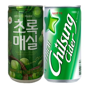 칠성사이다 190ml(30캔) + 초록매실 180ml(30캔) 60캔, 60개, 190ml