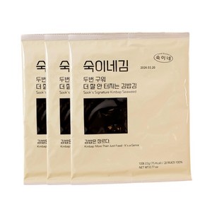 숙이네김x광천김 두번구운 더 잘 안터지는 김밥김 완도 프리미엄 김밥용김, 22g, 3개, 1. [체험용] 10장x3봉 30장