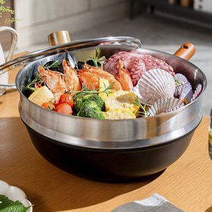 오슬로 느와르 올스텐 스테인리스 찜기 스티머 28cm (+유리뚜껑 포함), 단품, 1개