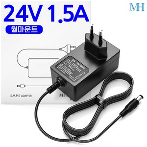 명호전자 DC 24V 1.5A 어댑터 벽걸이형 (TY2400150K1mn) 24V1.5A아답터, 24V1.5A 아답터(벽걸이형), 1개