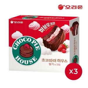 오리온 초코파이 하우스 딸기앤크림, 408g, 3개