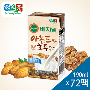 베지밀 아몬드와 호두 두유, 190ml, 72개