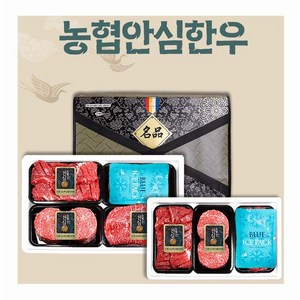 농협안심한우 프리미엄 명절 선물세트 4호 1++ 투뿔 ( 등심 300g 2p / 국거리 300g 2p ), 1개