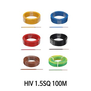 HIV전선 1.5SQ 단선 100M 단위 전기자재 접지선 전기선 회색 갈색 포함 8가지 색상, 녹색, 1개