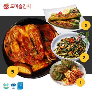[도미솔김치] 도미솔 김치 4종 총10kg(포기김치 5kg+오이통김치2kg+열무김치2kg+파김치 1kg), 10kg, 1개