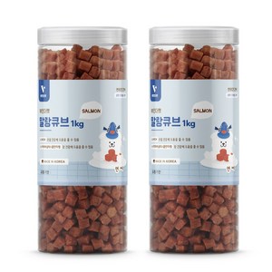 뷰인더펫 강아지간식 말랑큐브 연어 대용량 1kg, 2개, 2개