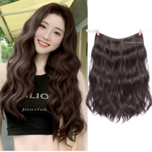 지니판 풍성한 헤어볼륨 히피펌 젤리펌 일체형 붙임머리 50cm, 1개, 다크브라운
