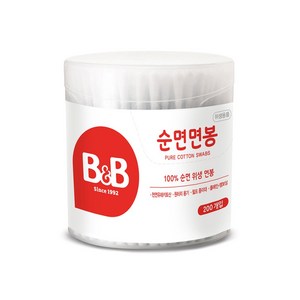 비앤비 원형 순면 유아 면봉, 200개입, 1개