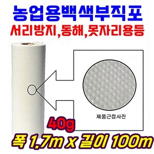 농자재 서리방지부직포 백색부직포 못자리 마늘 양파 월동 보온 냉해방지 UV첨가 40g x 1.7m x 100m, 1개