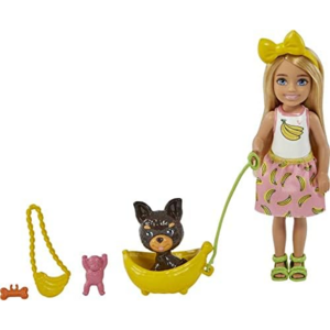 Barbie Chelsea Doll (Blonde) with Pet Puppy & Storytelling Accessories Including Pet Bed Dog Treats & More Toy for 3 Year Olds & Up, 상세참조, 1개