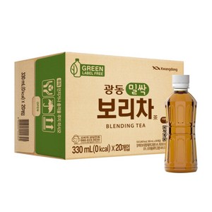 광동제약 밀싹 보리차 그린 무라벨, 330ml, 40개