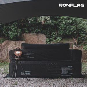 BONFLAG 캠핑 에어쇼파 빈백 소파 야외 2인용 에어매트 에어배드, 블랙