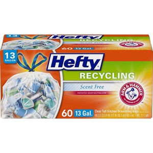 Clea 13 Gallon - 60 Count Hefty Recycling Tash Bags Clea 13 Gallon 60 Count, 1개