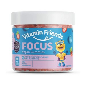 비타민프렌즈 어린이 포커스 서플리먼트 포스파티딜세린 100mg 60정 / Vitamin Friends Kids Vegan Focus 60 Gummies, 1개