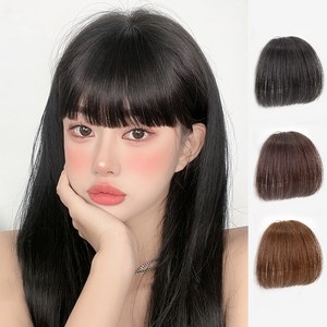 HAIRCUBE 만화 스타일 시스루 뱅 앞머리 인모 붙임 부분가발 10cm, 1개, 내츄럴 블랙