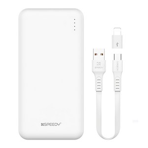 SPEEDY 슬림 듀얼 보조배터리 10000mAh + C타입 케이블 + 8핀 젠더, BND-2PCPPB100A, 화이트