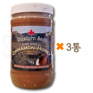 캐나다 웨스턴세이지 시나몬 천연 계피 꿀 1kg+정품증명서 캐나다 직배송, 3개, 1kg