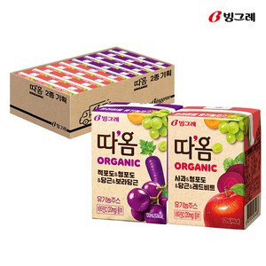 빙그레 따옴 유기농 주스 120ml 사과비트 + 적포도보라당근 기획, 24개