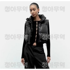 ZARA 자라 페이크 레더 패딩 크롭 베스트조끼