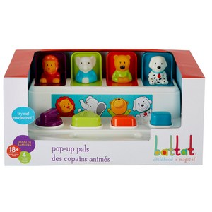 [밧핫] 팝업 버튼 동물농장 굿모닝 프렌즈 Battat - Pop-Up Pals - Cause & Effect Leaning Toy fo Babies, 1개