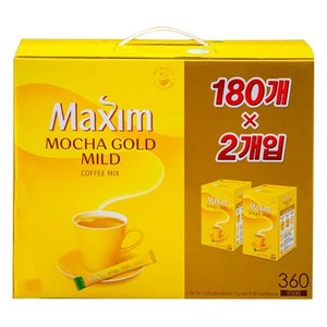 맥심 모카골드 마일드 커피믹스 360T (180Tx2박스), 12g, 360개입, 1개