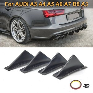 바디킷 호환 커브드 리어 범퍼 샤크 핀 디퓨저 카나드 키트 아우디 A3 A4 A5 A6 A7 B8 S3 용, 1.Matte Black