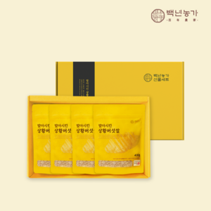 [백년농가] [선물세트] 박나래쌀! 2024년산 도정 직후 발아시킨 상황버섯쌀 선물세트(400g x 4개)명절선물 쌀선물 전용선물박스, 4개, 400g
