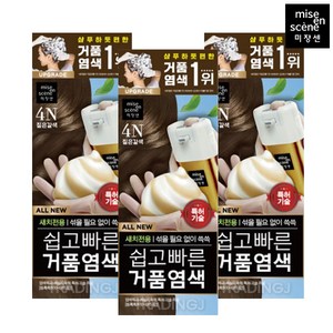 미쟝센 올뉴 쉽고 빠른 거품염색 80g, 4N 짙은갈색, 3개