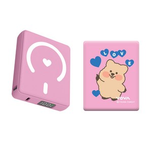 보바X꽃카 고속 무선 충전 맥세이프 보조배터리 10000mAh 22.5W, LOVE 핑크