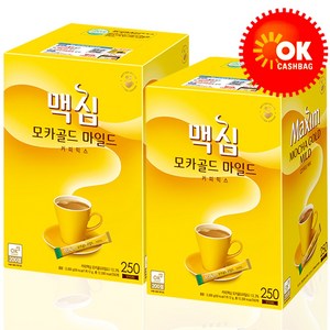 맥심 모카골드 커피믹스 250T+250T, 250개입, 2박스, 12g