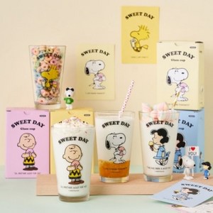 [Peanuts] 피너츠 스윗데이 유리컵 (4종), 찰리브라운, 찰리브라운, 1개