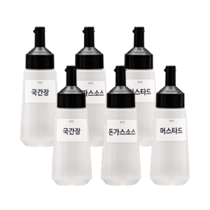 원터치 소스통 블랙 360ml(중) 6개 + 라벨 21종 세트, 1개