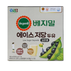 베지밀 무설탕 두유 저당 당뇨식 당뇨 환자 간식 190ml, 16개