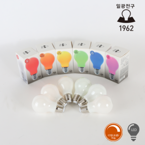 일광전구 LED 칼라전구 색구 A60 COLOR 적 청 녹 황 주황색 핑크색 디밍가능 8W, LED A60 주황색 (ORANGE), 1개