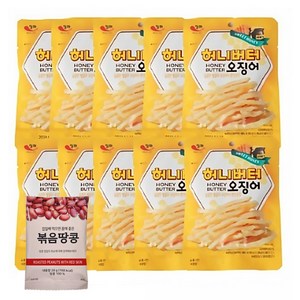 [더먹다] 허니버터 오징어 30g x 10봉 + 볶음땅콩1개 건어물안주 아이들간식, 10개