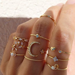 IFMIA Vintage Moon Star Rings for Women's Anillos Mujer Gold Ring Set 2021 Trend Girls Anillo Bohemi