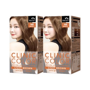 꽃을든남자 크리닉 칼라 염색약, N8 밝은갈색, 2개