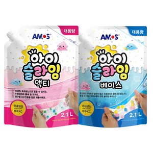 (2.1L 대용량 세트) 아모스 아이슬라임 액티 2.1L+베이스 2.1L, 1세트