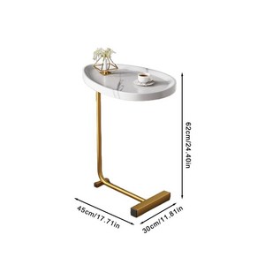 유리 심플한 코너 테이블 소파 책상옆 금속 디자인 리프트 C자형 커피 쇼파옆 침대옆 거실 홈 스토리지 발코니 랙 사이드, WHITE