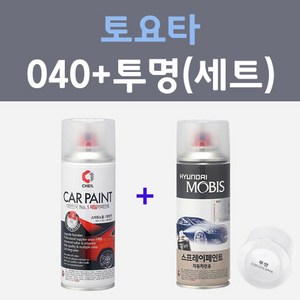 토요타 040 슈퍼화이트 주문컬러 스프레이 + 모투명마감용스프레이 자동차 카 페인트 200ml, 1개