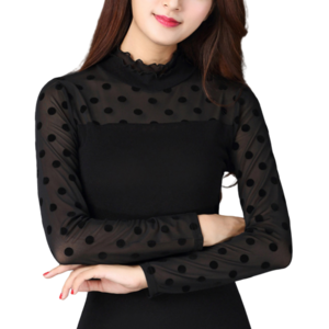 퍼패턴 블라우스 시스루 티셔츠