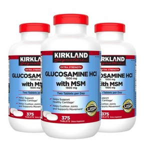 커클랜드 글루코사민 HCI 1500mg MSM 375정 2개 KIRKLAND Exta Stength Glucosamine, 3개