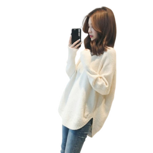 여성용 브이넥 루즈핏 이너부드러운 데일리 베이직 니트 Women's Knitwea