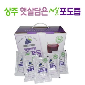 햇포도즙/상주 햇살담은 매일 포도즙 /포도즙/120mkx100포, 120ml, 1박스, 50개