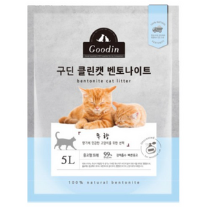 구딘 응고형 클린캣 벤토나이트 고양이 모래, 5L, 1개, 무향